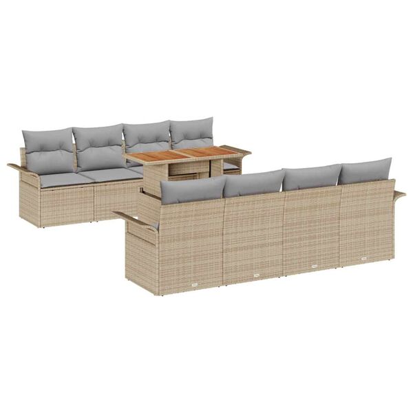 vidaXL Tuinbankenset met kussen 7 pcs Beige en Licht Grijs poly rattan