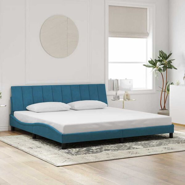 vidaXL Bedframe zonder matras "Hanko" fluweel blauw 200x200 cm