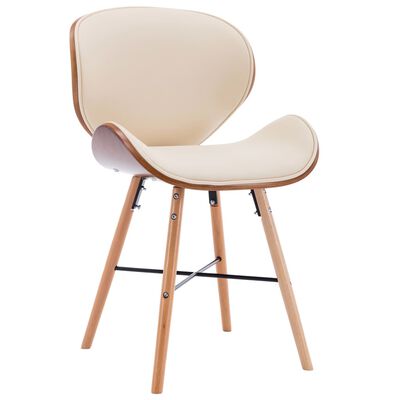 vidaXL Eetkamerstoelen 2 st kunstleer en gebogen hout crème