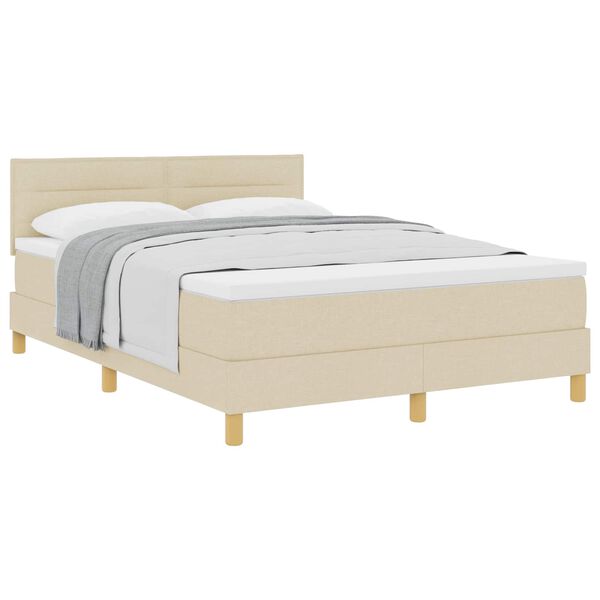 vidaXL Boxspringbed met matras met hoofdeinde Cr&egrave;me 140 x 200 cm Stof
