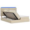 vidaXL LED Opslagbed met Matras Cr&egrave;mekleurig 180 x 200 cm Stof