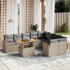vidaXL 10-delige Loungeset met kussens poly rattan beige