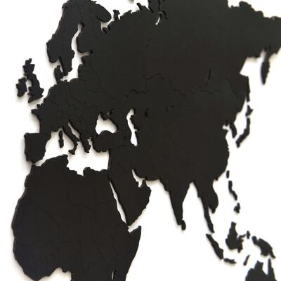 MiMi Innovations Wereldkaart muurdecoratie Luxury 90x54 cm hout zwart
