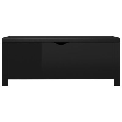 vidaXL Opbergbox met kussen 105x40x45 cm spaanplaat hoogglans zwart