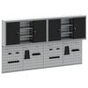 vidaXL Gereedschapskast set met plank 4 pcs Zwart Gepoedercoat staal