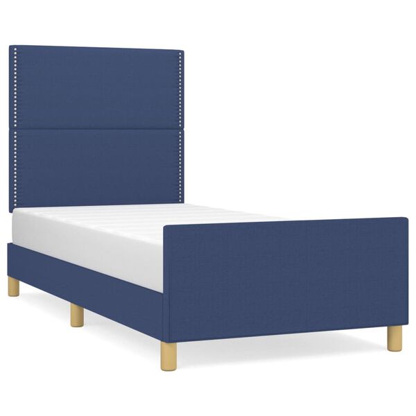 vidaXL Bedframe zonder matras 90x190 cm stof blauw