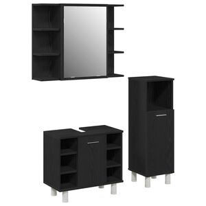 vidaXL Badkamermeubelset 3 pcs Zwart 30 x 30 x 99,5 cm Bewerkt hout