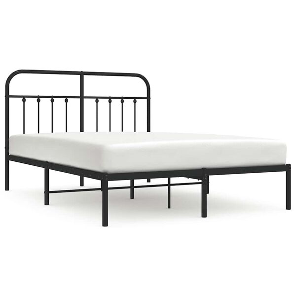 vidaXL Bedframe met hoofdbord metaal zwart 135x190 cm