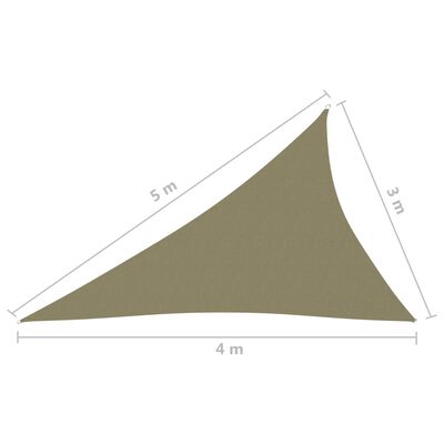 vidaXL Zonnescherm driehoekig 3x4x5 m oxford stof beige