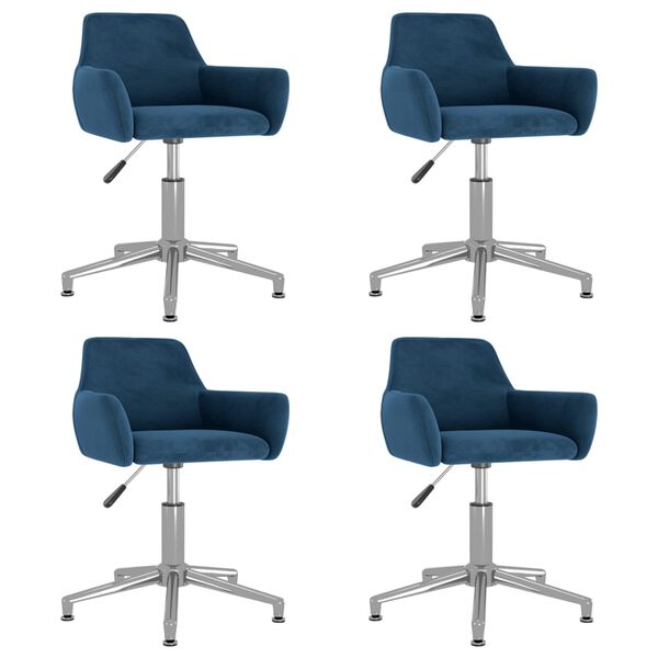 vidaXL Eetkamerstoelen draaibaar 4 st fluweel blauw