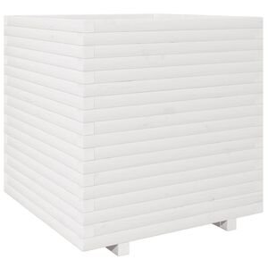 vidaXL Plantenbak 70x70x72,5 cm massief grenenhout wit
