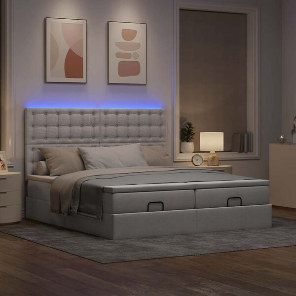 vidaXL Ottoman bed met matrassen en LED's 180x200cm stof taupe