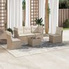 vidaXL 6-delige Loungeset met kussens poly rattan beige