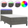 vidaXL Boxspring met matras en LED fluweel donkergrijs 100x200 cm