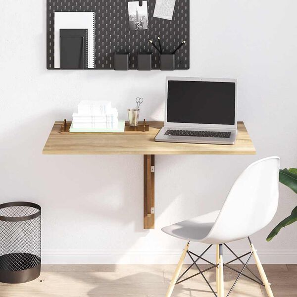 vidaXL Wandtafel inklapbaar 100x60 cm eikenkleurig