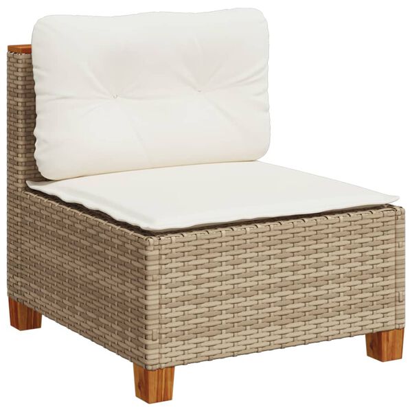 vidaXL 5-delige Loungeset met kussens poly rattan beige