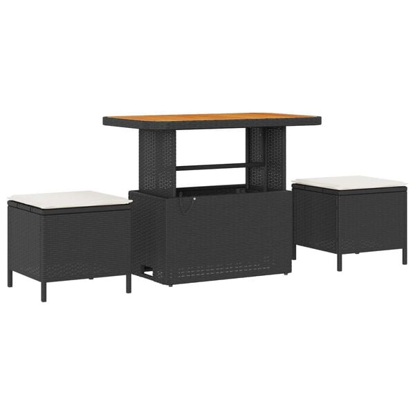 vidaXL Tuin Sofa Set met kussen 10 pcs Zwart en cr&egrave;me 90 x 55 x 71 cm