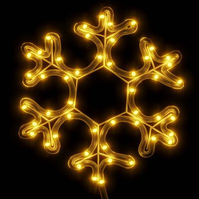 vidaXL Kerstfiguur sneeuwvlok met LED's 2 st 27x27 cm warmwit