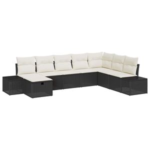 vidaXL Tuin Sofa Set met kussen 8 pcs Zwart poly rattan