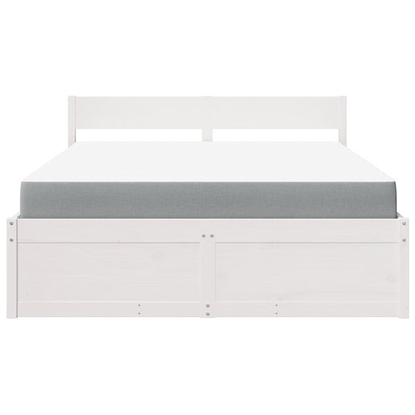 vidaXL Bed met lades en matras massief grenenhout wit 160x200 cm
