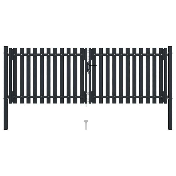 vidaXL Dubbele poort met deur staal 300x100 cm antraciet