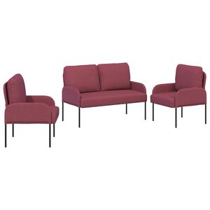 vidaXL Sofa-Sets 3 st Wijnrood Multiplex