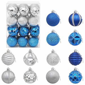 vidaXL Kerstballen set 36 st Blauw en zilver 6 cm Polystyreen