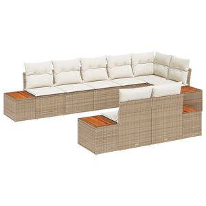 vidaXL Tuinbankenset met kussen 8 pcs Beige en Cr&egrave;me Polyrattan