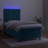 vidaXL Boxspring met matras en LED fluweel donkerblauw 100x200 cm