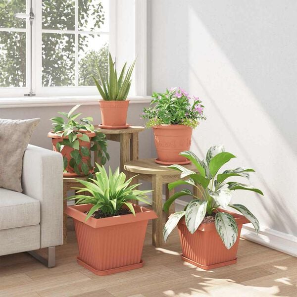 vidaXL Vierkante Bloempot 24 pcs Baksteenrood 43 x 43 x 33.5 cm