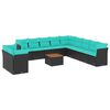 vidaXL 12-delige Loungeset met kussens poly rattan zwart