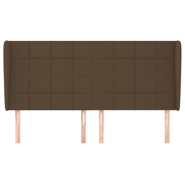 vidaXL Hoofdbord met randen 183x23x118/128 cm stof donkerbruin