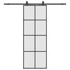 vidaXL Schuifdeur met beslagset 76x205 cm ESG glas zwart