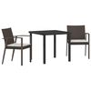 vidaXL Tuin eettafelset 3 st Bruin en zwart PE Rattan