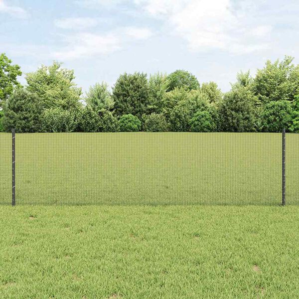 vidaXL Hek met Paal Grijs 0,6 x 25 m Staal en PVC