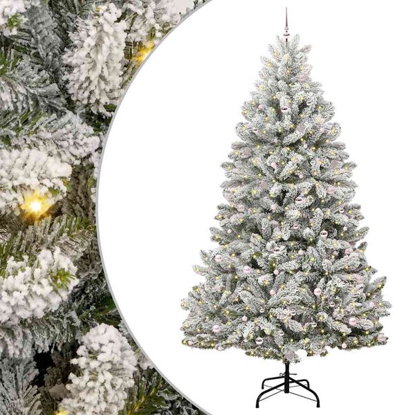 vidaXL Kunstkerstboom met 300 LED Groen en Wit 300 cm PVC en Metaal