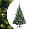vidaXL Kunstkerstboom met scharnier 150 LEDs Groen 120 cm PVC en PE