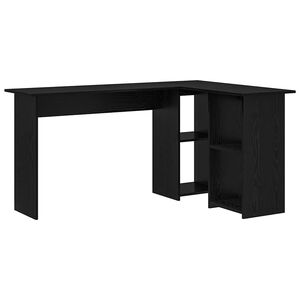 vidaXL Bureau Zwart Eiken 142 x 102 x 73 cm Bewerkt hout