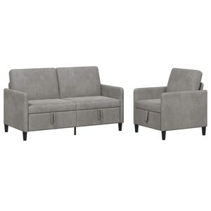 vidaXL Bankenset met opbergruimte 2 st Lichtgrijs Polyester