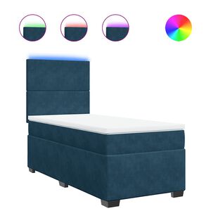 vidaXL Boxspring met matras fluweel blauw 80x200 cm