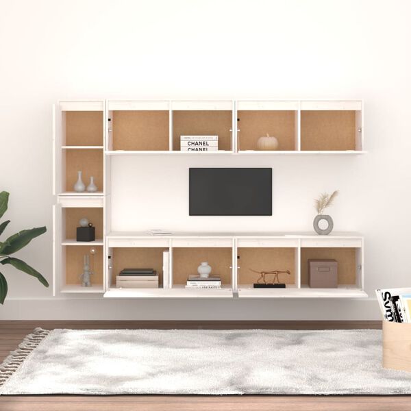 vidaXL Tv-meubelen 6 st massief grenenhout wit