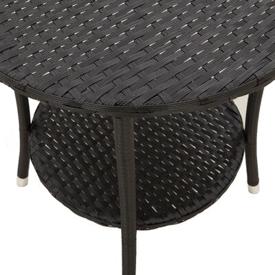 vidaXL Tuinstoelen 2 st verstelbaar met tafel poly rattan zwart