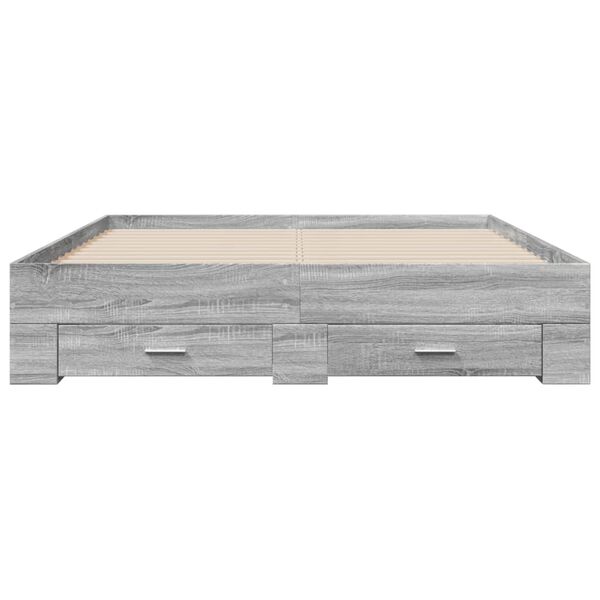 vidaXL Bedframe met lades bewerkt hout grijs sonoma eiken 140x200 cm