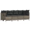 vidaXL 5-delige Loungeset met kussens poly rattan grijs