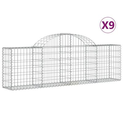 vidaXL Schanskorven 9 st gewelfd 200x30x60/80 cm gegalvaniseerd ijzer