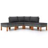 vidaXL 5-delige Loungeset met kussens poly rattan grijs