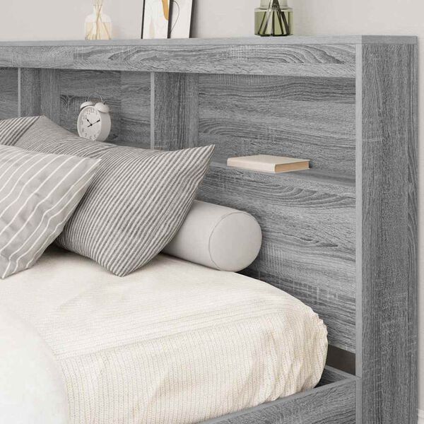 vidaXL Boekenkast Bed Grijs sonoma 180 x 200 cm Bewerkt hout