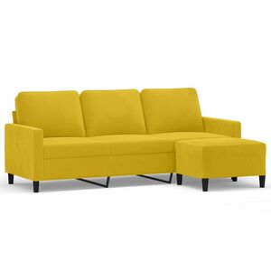 vidaXL Driezitsbank met voetenbank 180 cm fluweel geel
