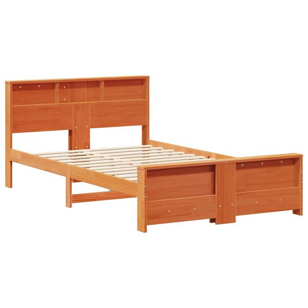 vidaXL Bedframe met hoofdeinde Wasbruin 135 x 190 cm Bewerkt hout