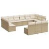 vidaXL 13-delige Loungeset met kussens poly rattan beige